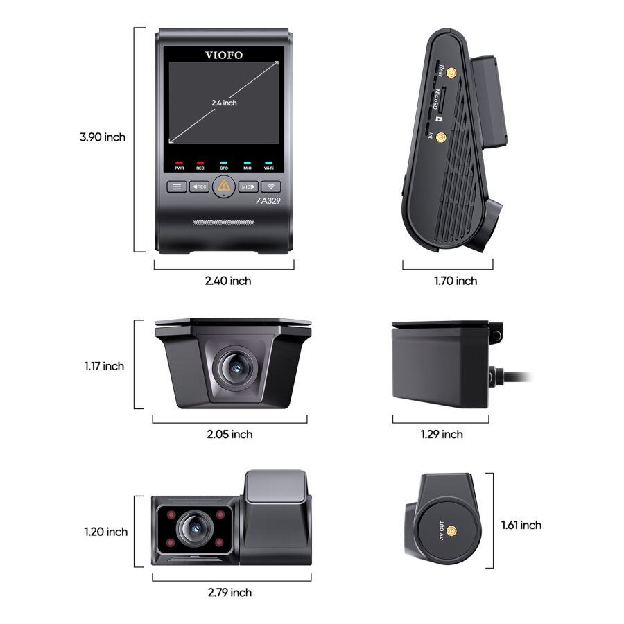 Viofo A329SW 3 Kameralı Ön+İç+Arka Dış Su Geçirmez 4K+2K+2K Sony STARVIS 2 Sensör GPS'li Araç Kamerası - 6