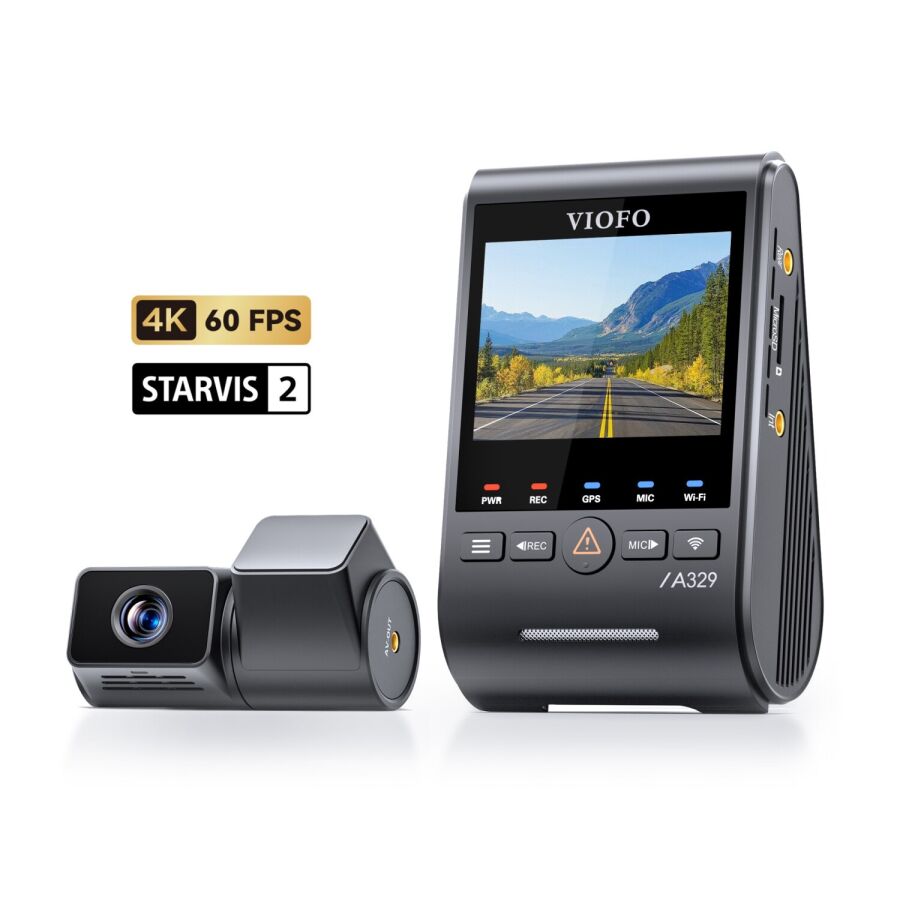Viofo A329T 2 Kameralı Ön+Telefoto 4K 60FPS+2K Wi-Fi 6 HDR Sony STARVIS 2 Sensör GPS'li SSD Destekli Araç Kamerası - 1