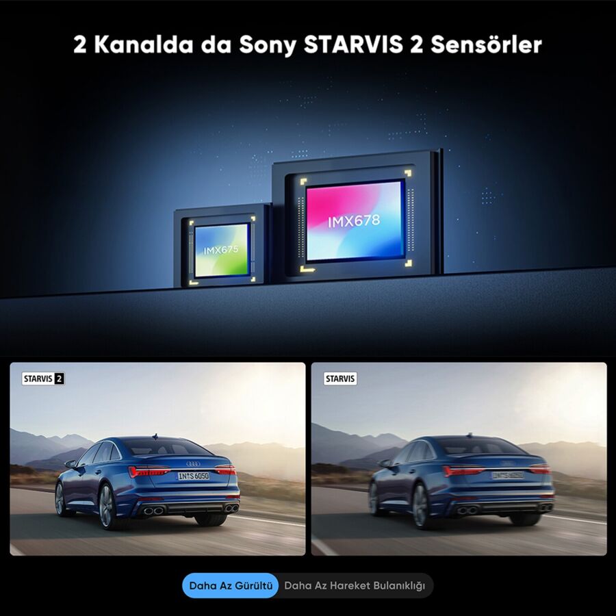 Viofo A329T 2 Kameralı Ön+Telefoto 4K 60FPS+2K Wi-Fi 6 HDR Sony STARVIS 2 Sensör GPS'li SSD Destekli Araç Kamerası - 7