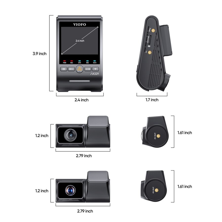Viofo A329T 3 Kameralı Ön+Telefoto+Arka 4K+2K+2K Wi-Fi 6 HDR Sony STARVIS 2 Sensör GPS'li SSD Destekli Araç Kamerası - 7