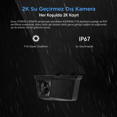 Viofo A329WW 3 Kanal 4K Ön Çift 2K IP67 Su Geçirmez Dış Kamera Sony STARVIS 2 HDR WiFi 6 GPS Kamyon Tır Araç Kamerası - 4