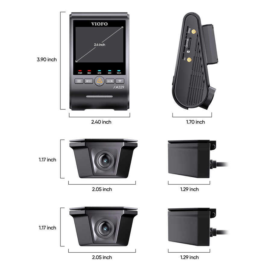 Viofo A329WW 3 Kanal 4K Ön Çift 2K IP67 Su Geçirmez Dış Kamera Sony STARVIS 2 HDR WiFi 6 GPS Kamyon Tır Araç Kamerası - 8