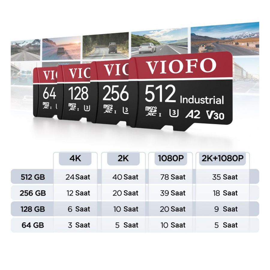 Viofo High Endurance Class 10 A2 V30 100MB/s Okuma 90MB/s Yazma Micro SD Hafıza Kartı 256GB - 5