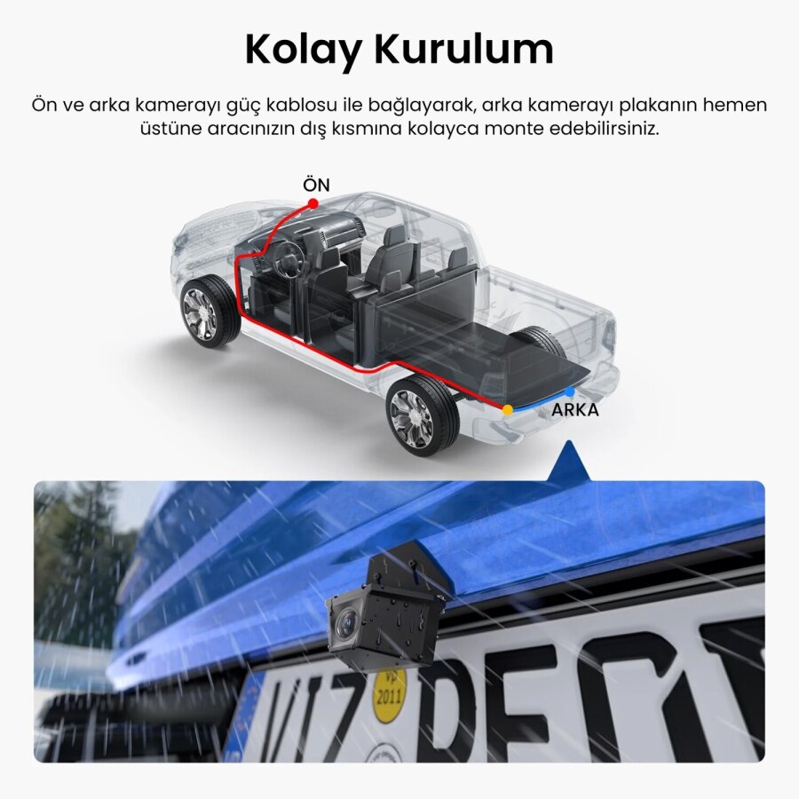 Viofo RWC200 IP67 Su Geçirmez A229 Pro / Plus Uyumlu 2K Quad HD 9.5 Metre Kablolu Dış Arka Kamera - 6