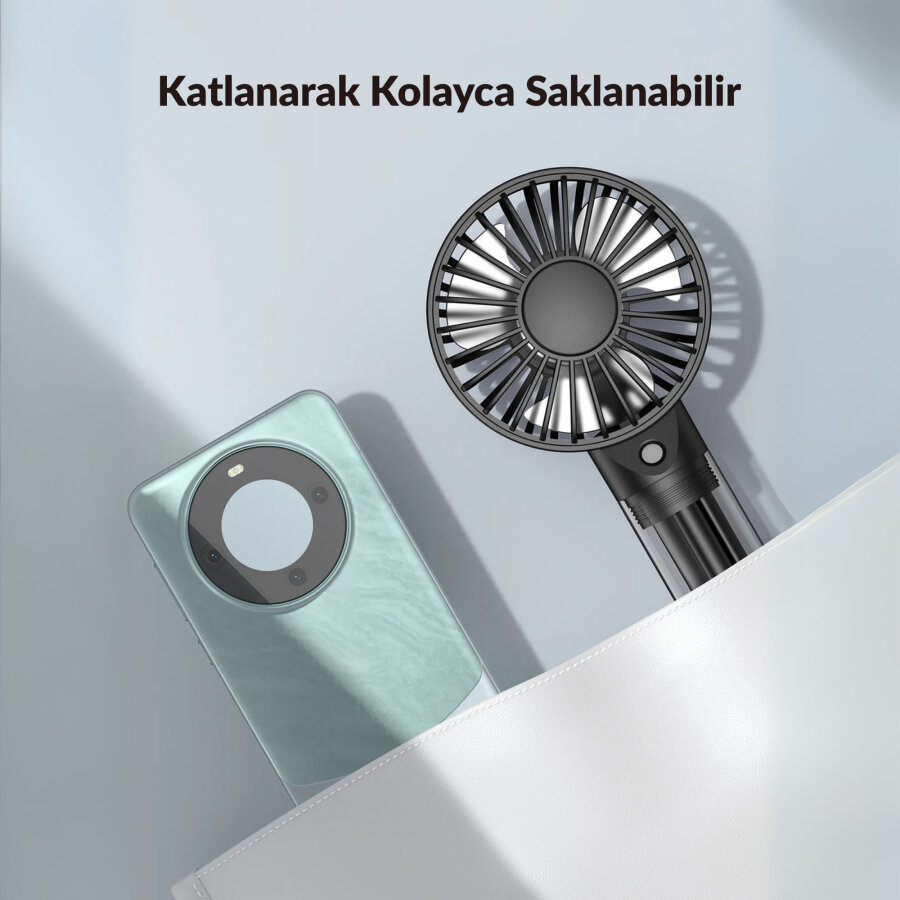 Warmco K31 Su Püskürtmeli Şarjlı El Vantilatörü Taşınabilir Masaüstü Standlı 3 Kademeli Serinletici Mini Soğutucu Fan Pembe - 8