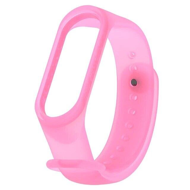Xiaomi Mi Band 3 ve Mi Band 4 Yedek Silikon Bileklik Saydam Pembe - 1