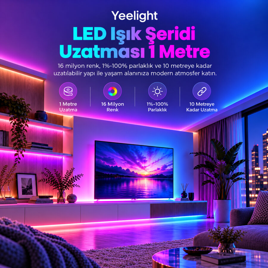 Xiaomi Yeelight 2.1W RGB 24 LED Işık Uzatma Şeridi 1 Metre - 3