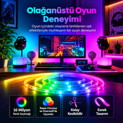 Xiaomi Yeelight 2.1W RGB 24 LED Işık Uzatma Şeridi 1 Metre - 5
